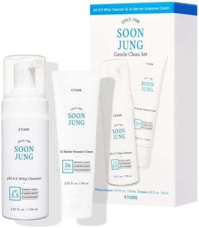 ETUDE SoonJung pH 6.5 Whip Cleanser & 2x Barrier Repair Cream Skincare Set by ETUDE