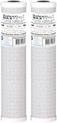 1 Micron 2.5" x 10" CTO Coconut Shell Carbon Water Filter Cartridge (2 Pack) by BaleenFilters