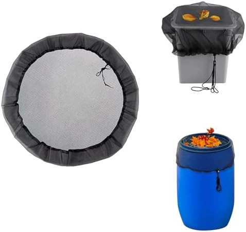 4 Pcs Mesh Cover for Rain Barrels, 31.5 in Water Collection Buckets Cover with Drawstring Water Collection Buckets Tank Protector for Preventing Fallen Leaves in Outdoor Garden Eaves. - Image 5