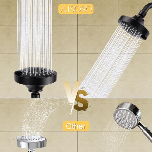 AISOSO High Pressure Rain Shower Head 2PCS 5 Modes 4.1 Inch Matte Black - Image 5