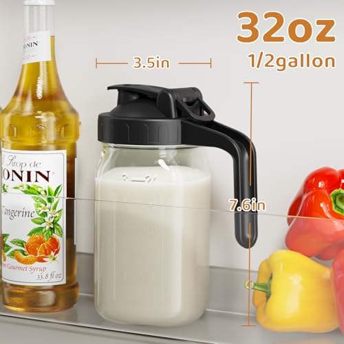 32 oz Breast Milk Pitcher, Glass Mason Jar Pitcher with Lid - Image 2