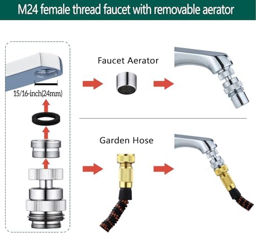 Sink Faucet Adapter Kit Swivel Aerator Adapter to Connect Garden Hose,Multi-Thread Garden Hose Adapter for Bathroom/Kitchen,3/4" GHT thread，1 pcs - Image 5