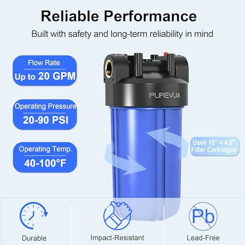 PWB10 Whole House Water Filter Housing Blue, Fits 10” x 4.5” Big Filters - Image 4