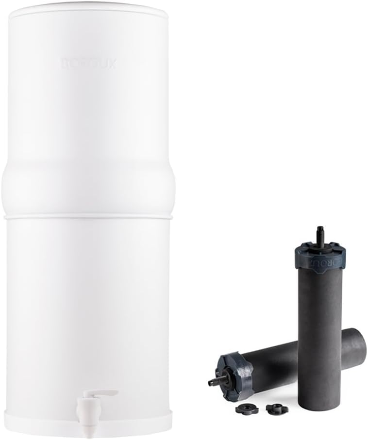Boroux Legacy Gravity-Fed Countertop Stainless Steel Water Filter System | 3 Gallons with 2 Authentic Black Foundation. Filters | Matte White - Image 2
