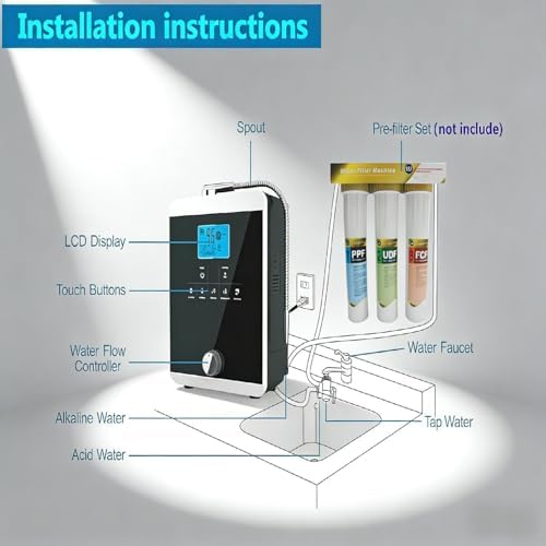 Alkaline Water Ionizer Machine Alkaline Hydrogen Water Purifier, 5 Water Settings Alkaline Water Filtration for Home LCD Display,for Cooking, Food Disinfection - Image 6