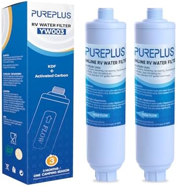 PUREPLUS RV Water Filter System for Garden, Pool, Spa, RV, Camper, Marine, Boat Hose, for Drinking, Car Washing, Gardening, Planting, Reduces Chlorine, Heavy Metals, Odors, 2PACK by PUREPLUS