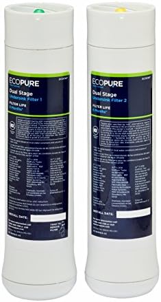 EcoPure ECODWF Dual Stage Water Filter Replacement Set – Fits ECOP20 Under Sink System – NSF-Certified – Reduces Lead, Chlorine, Cysts & More – 6-Month Life – Easy, Mess-Free Changes by EcoPureWaterSolutions