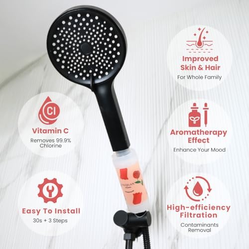 Vitamin C Shower Filter with Aromatherapy, Soften Hard Water, Chlorine & Flouride Removal, Skin & Hair Care, Easy Installation,Universal Fit, Eco-Friendly, Made in Korea (Fire Rose) - Image 2