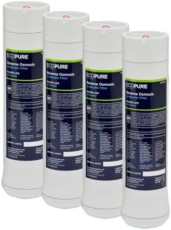 EcoPure Reverse Osmosis Under Sink Replacement Water Filter Set (ECOROF) | NSF Certified | Fits ECOP30 System | 6-Month Filter Life (Pack of 4) by EcoPureWaterSolutions