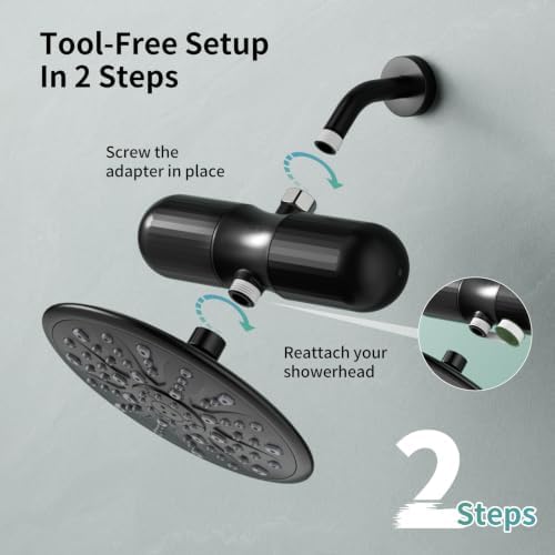 SR SUN RISE Duo Shower Filter – NSF Certified Shower Filter for Chlorine Reduction, Lead-Free, Easy Installation, High Flow, Nourish Hair & Skin, Matte Black - Image 5