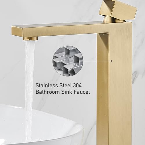 AVSIILE Brushed Gold Vessel Sink Faucet, 1 Hole Single Handle Tall Faucets - Image 6