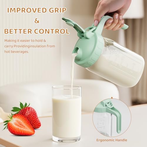 32 oz Breast Milk Pitcher, Glass Mason Jar Pitcher with Lid - Image 3