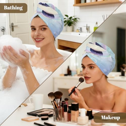 Microfiber Hair Towel Wrap for Women - Panda Bubble Super Absorbent Fast Drying Head Hair Towels - Anti-Frizz Soft Turbans Elastic Loop Design for Wet Long, Curly, Thick Hair - Image 7