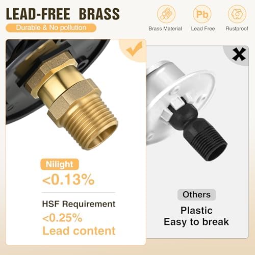 Nilight RV City Water Inlet Check Valve 1/2" NPT Male 3/4" GHT Female Brass - Image 5