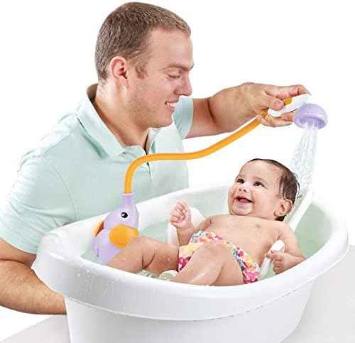 Yookidoo Baby Bath Shower Head - Elephant Water Pump and Trunk Spout Sprayer - One Handed Flow Control for Newborn Babies in Tub Or Sink (Purple) - Image 2