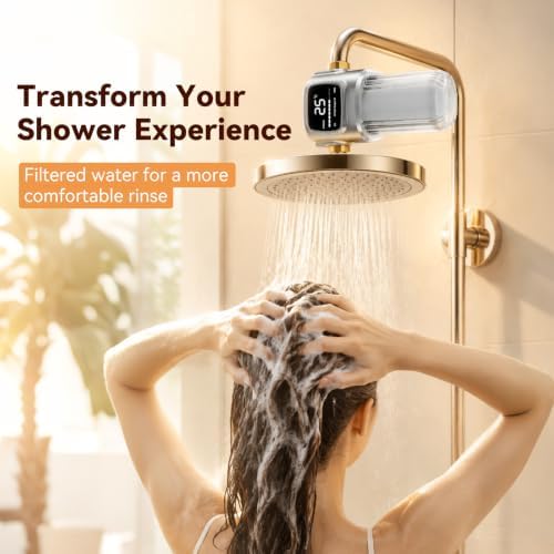 Shower Head Filter for Hard Water, 17-Stage Filtration with Smart Display, UV-C Treatment, Self-Powered, Tool-Free Install, Fits Most Shower Heads - Image 2