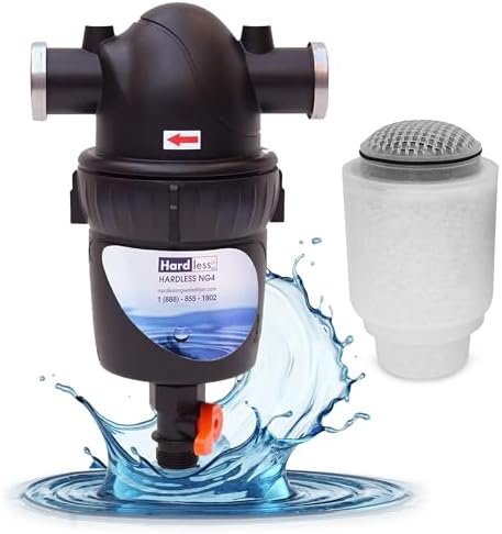 Hardless NG4 Whole House Water Filter with Extra NG4 Replacement Cartridge - Salt-Free Water Softener Alternative, 3/4" Inlet/Outlet, Compact, Easy to Install, Designed for Areas w/Hard Water by Unknown