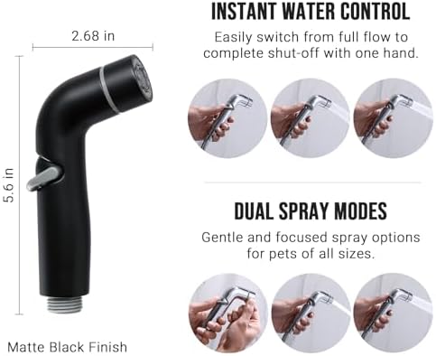 G-Promise 2 Mode Dog Shower Attachment with Extra Long Hose Adhesive Mount - Image 2