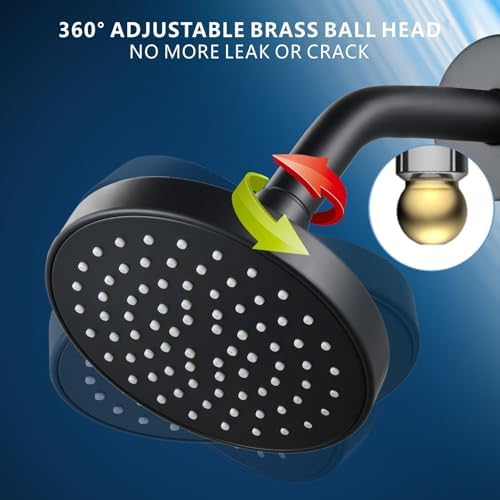 High Pressure Shower Head - 4.7“ Powerful Bathroom Pressure Boosting Rain Showerhead - Perfect Universal Replacement for Rainfall Shower Heads (Black) - Image 6