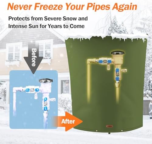 TOHONFOO Backflow Preventer Cover, Pipe Freeze Insulation, 28"Wx36"H, Green - Image 3