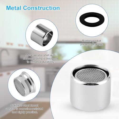 4-Pack Stainless Steel Faucet Aerator, 55/64" Female Faucet Adapter, Chrome - Image 2