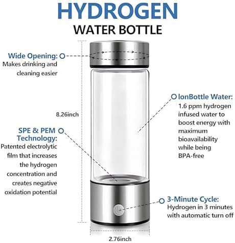 Hydrogen Water Bottle Generator 2025, Portable 16oz/470 ml Hydrogen Water Machine, SPE/PEM Technology Hydrogenated Water Bottle, Rechargeable Hydrogen Bottle for Sports Home Travel - Image 6