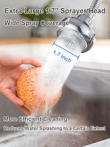 UFO-shaped 360° Swivel Kitchen Faucet Extender,Anti-Splash Dual-function Kitchen Faucet Sprayer Attachment,Large-diameter Shower Head Sink Aerator,Water Saving-8 Inch - Image 4