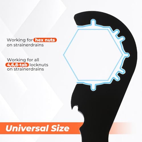 Universal Sink Drain Wrench,Open Design for 4,6,8 Tab Locknuts - Image 4