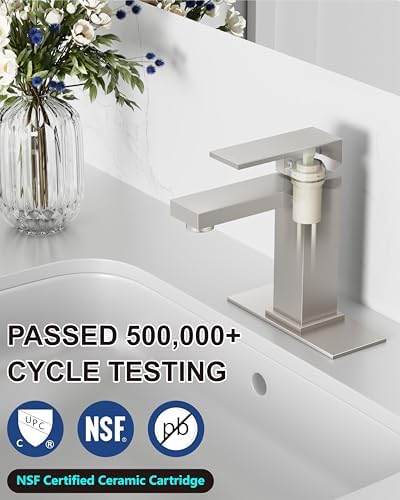 Midanya Bathroom Faucets 1 Hole Single Handle,Brushed Nickel - Image 4