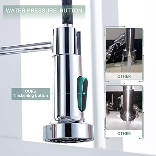 WEWE Pull-Down Kitchen Faucet, 2-Mode Sprayer, Polished Chrome, High Arc - Image 4