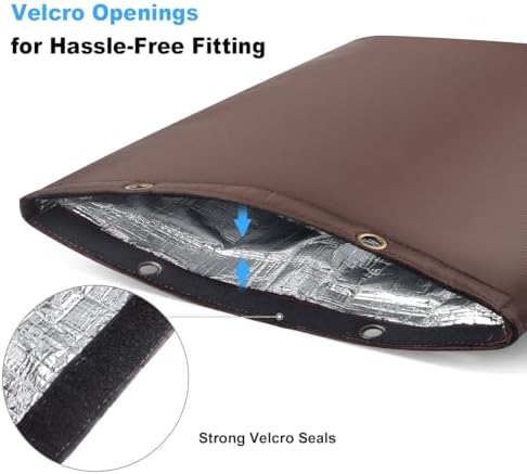 Outdoor Pipe Insulation Cover, Waterproof Backflow Preventer Cover for Winter Freeze Protection, Heavy-Duty 5-Layer Fabric Insulated Wrap for Sprinklers and Valves 30W x 24H inches - Brown - Image 3
