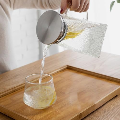 Glass Water Pitcher with Lid 1.5L Cold Beverage Jug - Image 4