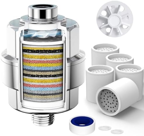 SR SUN RISE 20 Stage Shower Filter for Hard Water, 5 Cartridges, Chrome by SRSUNRISE