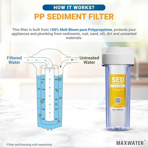 Max Water 5 Micron 10 x 2.5 PP Sediment Water Filter Cartridge for Standard 10-Inch RO and Well Water Filter Systems, Whole House Replacement Compatible with P5, AP110, WHKF-GD05, 155014-43, 25- Pack - Image 4