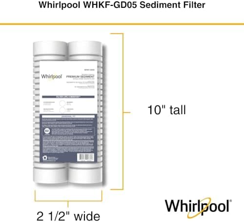 Whirlpool 10" x 2.5" Whole Home Standard Capacity Sediment Filters WHKF-GD05, 5 Micron, 6-Month Filter Life, Reduces Sediment, Sand, Soil, Silt & Rust, for standard filter housings, 2-Pack - Image 5