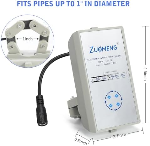 Electronic Water Descaler, Zuomeng Whole House Descaler with High Efficiency in Dissolving Scale for 1000-3000 sq ft Homes, 1” Pipes, Water Softener Alternative, No Chemicals, Salt or Filters - Image 6