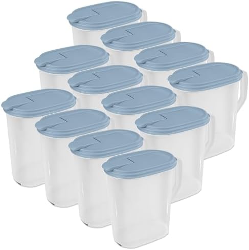 Sterilite Hinged Pitcher with Handle for Home & Kitchen, 1 Gallon, 12-Pack by Sterilite