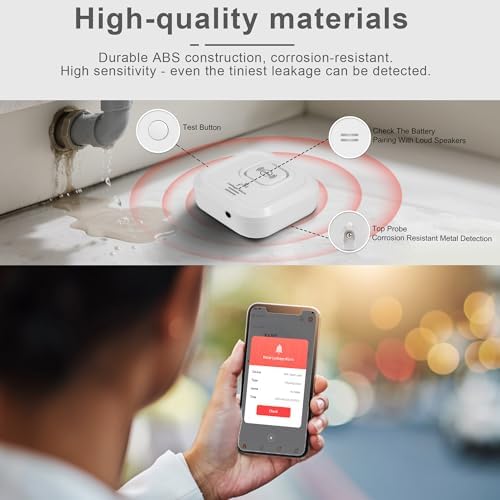 WiFi Water Leak Detectors 100dB Smart Water Sensor Alarm with 3.22 ft Sensor Cable Triple Detection Mode, with App Remote Monitor, Wireless Tank Level Monitor for Basement, Kitchen, Bathroom(1pack) - Image 4