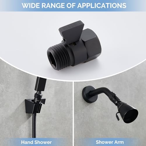 Angle Simple Shower Valve, Water Flow Control Shut Off Valve, Matte Black - Image 3