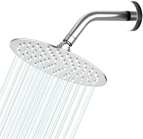 All Metal 6Inch Rain Shower Head - Heavy Duty Stainless Steel, Easy Install, High Water Flow, Ultra-Thin Modern Design for Bathroom (Chrome) by AULEEND