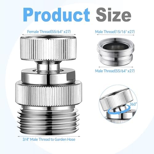 3/4" Brass Faucet to Hose Adapter with Aerator Chrome - Image 2