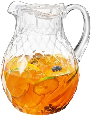 Khen - Wavy - Acrylic Pitcher (66 oz) Clear Plastic Water Pitcher with Lid, Fridge Jug, BPA-Free, Shatter-Proof, Great for Iced Tea, Sangria, Lemonade, Juice, Milk, and More, 750ml, BPA-Free by Khen