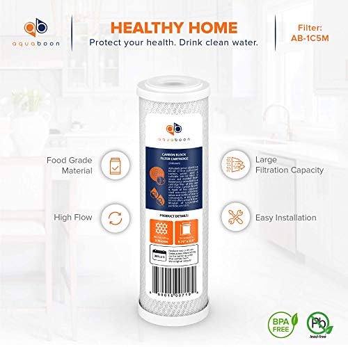 Aquaboon 5 Micron 10 x 2.5 Carbon Block Water Filter Cartridge CTO Whole House Water Filter Replacement Compatible with WHKF-WHWC, FXWTC, 25-PACK - Image 4