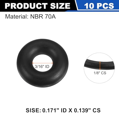 uxcell 10Pcs AS-201 NBR 70A O-Rings 3/16"ID x 1/8"CS/0.171"ID x 0.139"CS - Image 2