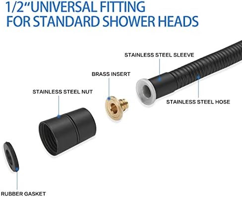 RUMOSE 59 inches Extra Long Shower Hose, Black - Image 3