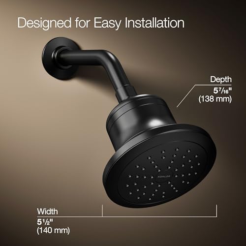KOHLER 33631-G-BL Cinq Round Single-Function Filtered Showerhead, Five-Layer Filtration, 1.75 GPM, Full Coverage Spray, Premium Durable Material, Matte Black - Image 3