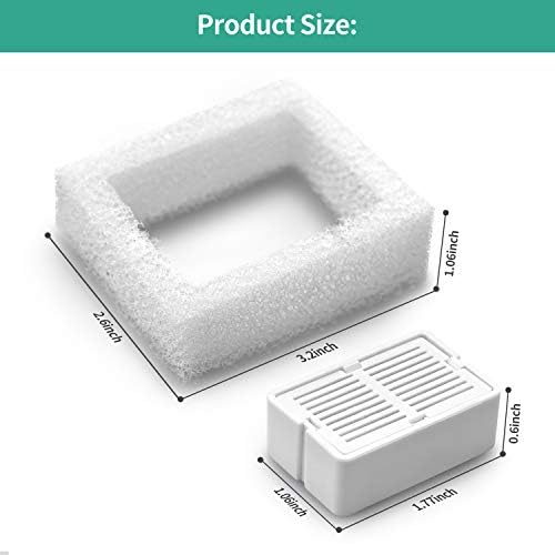 Cat Fountain Replacement Filters, 16 Carbon Filters with 4 Foam Filters, Compatible with Ceramic Cupcake and Wave Cat Fountain and 67oz/2L Stainless Steel Cat Water Fountain(20PACK) - Image 6
