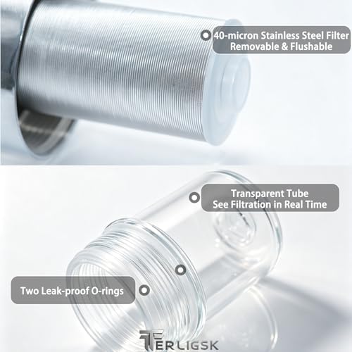 40 Micron Reusable Sediment Water Filter, Brass Inline Filter with 1/2" NPT & 3/4" GHT Fittings, for Garden Hose, Washer, Washing Machine, RV, Well Water & High Pressure Washer - Image 5