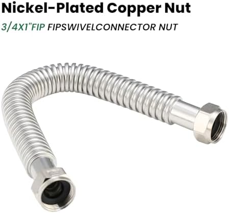 18inch Stainless Steel Corrugated Water Heater Connector Flexible for Female Iron Water Pipes Fitting, 3/4" FIP x 1" FIP, 18" Length (2 Packs) - Image 4