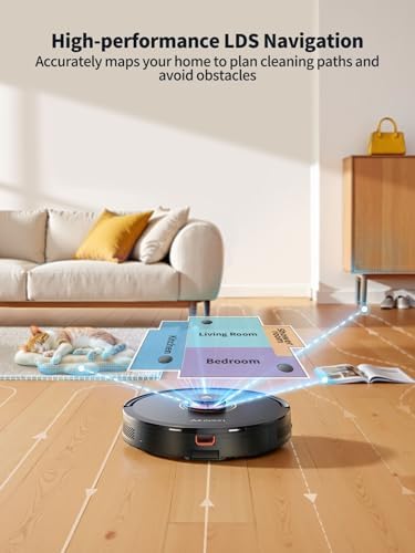 Robot Vacuum and Mop, Self-Emptying Robot Vacuum Cleaner with 5000Pa Suction, Laser Navigator with Smart Mapping Robotic Vacuums, 150Mins Runtime,Schedule,App Alexa Control for Carpet/Pet Hair,Q10 pro - Image 3